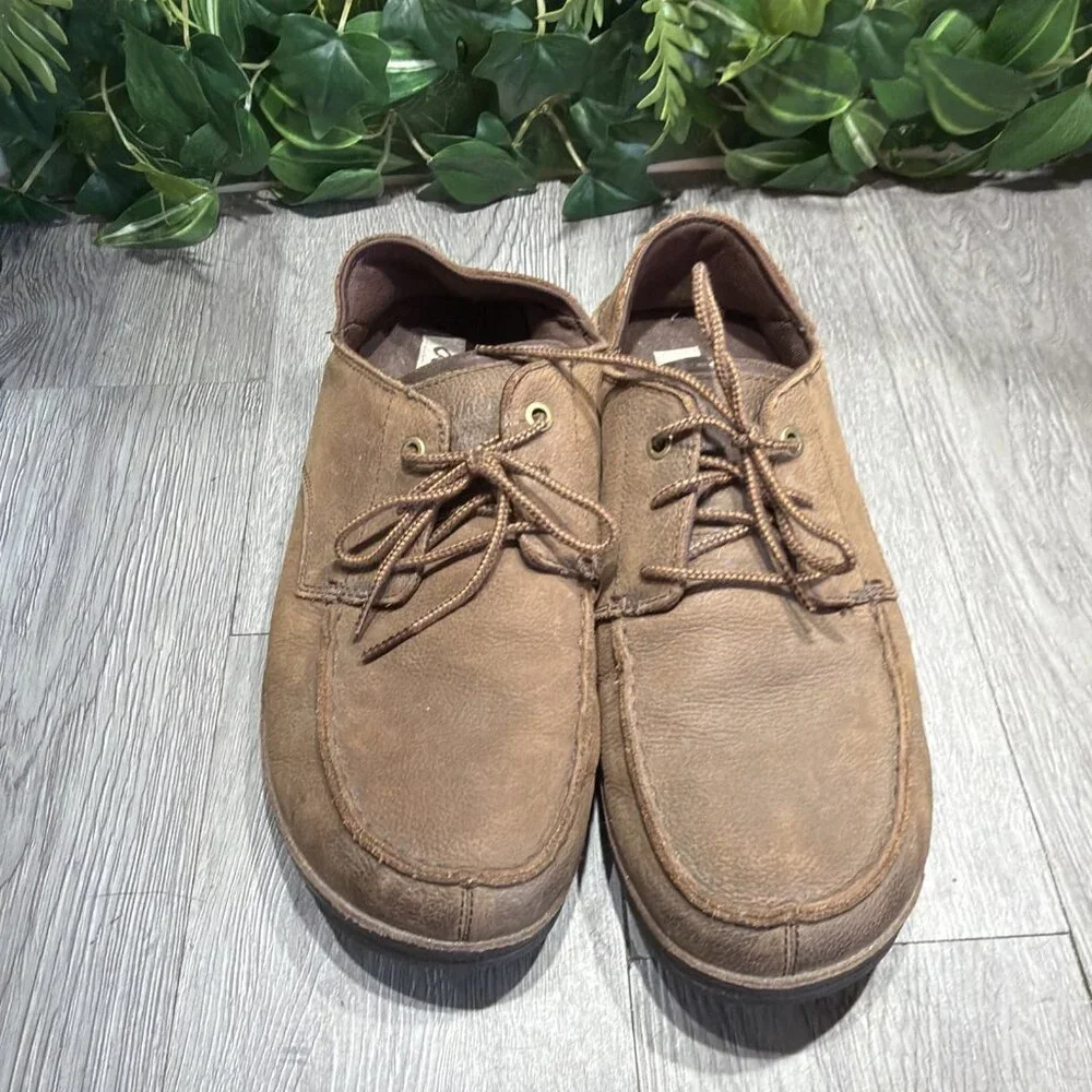 Olukai Men's Hamakua Poko US 13 Brown Leather Lace Up Casual Oxford Shoes